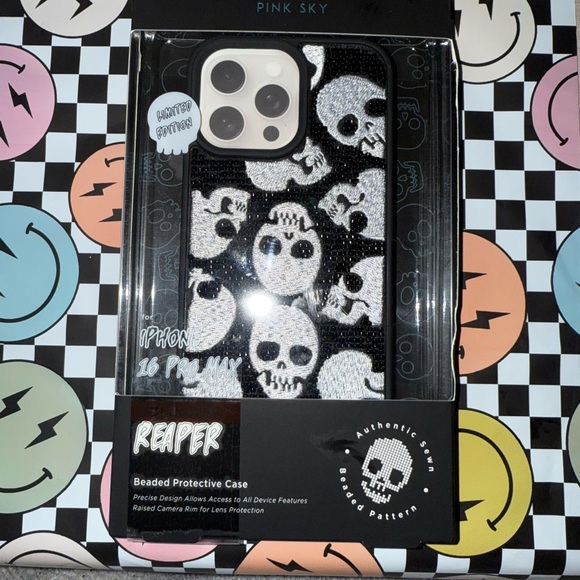 Pink Sky Reaper Skull iPhone 16 Pro Max Case 💀 - Picture 2 of 4